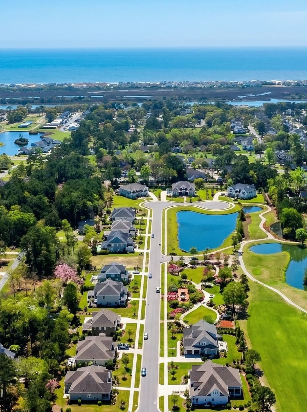 Aerial view of the Beach Haven community, coastal homes, and the Atlantic Ocean