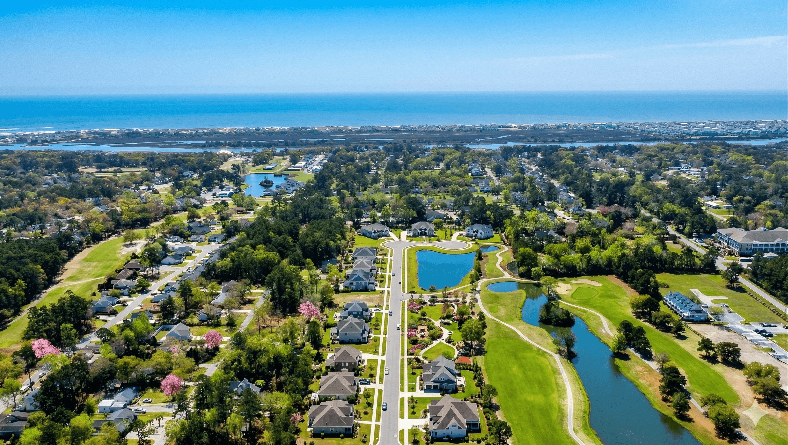 Aerial view of the Beach Haven community, coastal homes, and the Atlantic Ocean